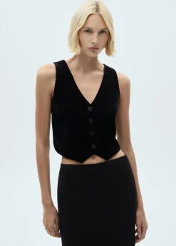 MANGO Topy|Kamizelki*Krótka kamizelka z aksamitu