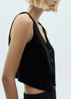 MANGO Topy|Kamizelki*Krótka kamizelka z aksamitu