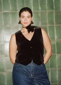 MANGO Topy|Kamizelki*Krótka kamizelka z aksamitu