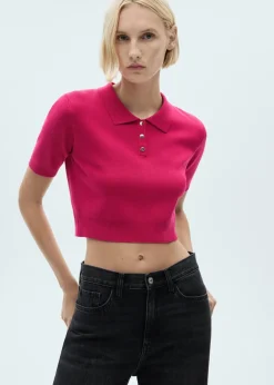 MANGO Topy|Koszulki*Krótka koszulka polo z dzianiny