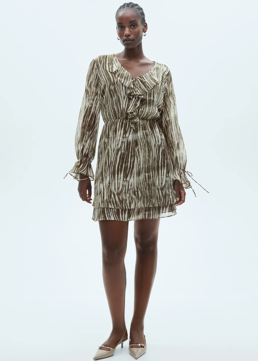 MANGO Sukienki I Kombinezony*Krótka sukienka z nadrukiem i falbankami