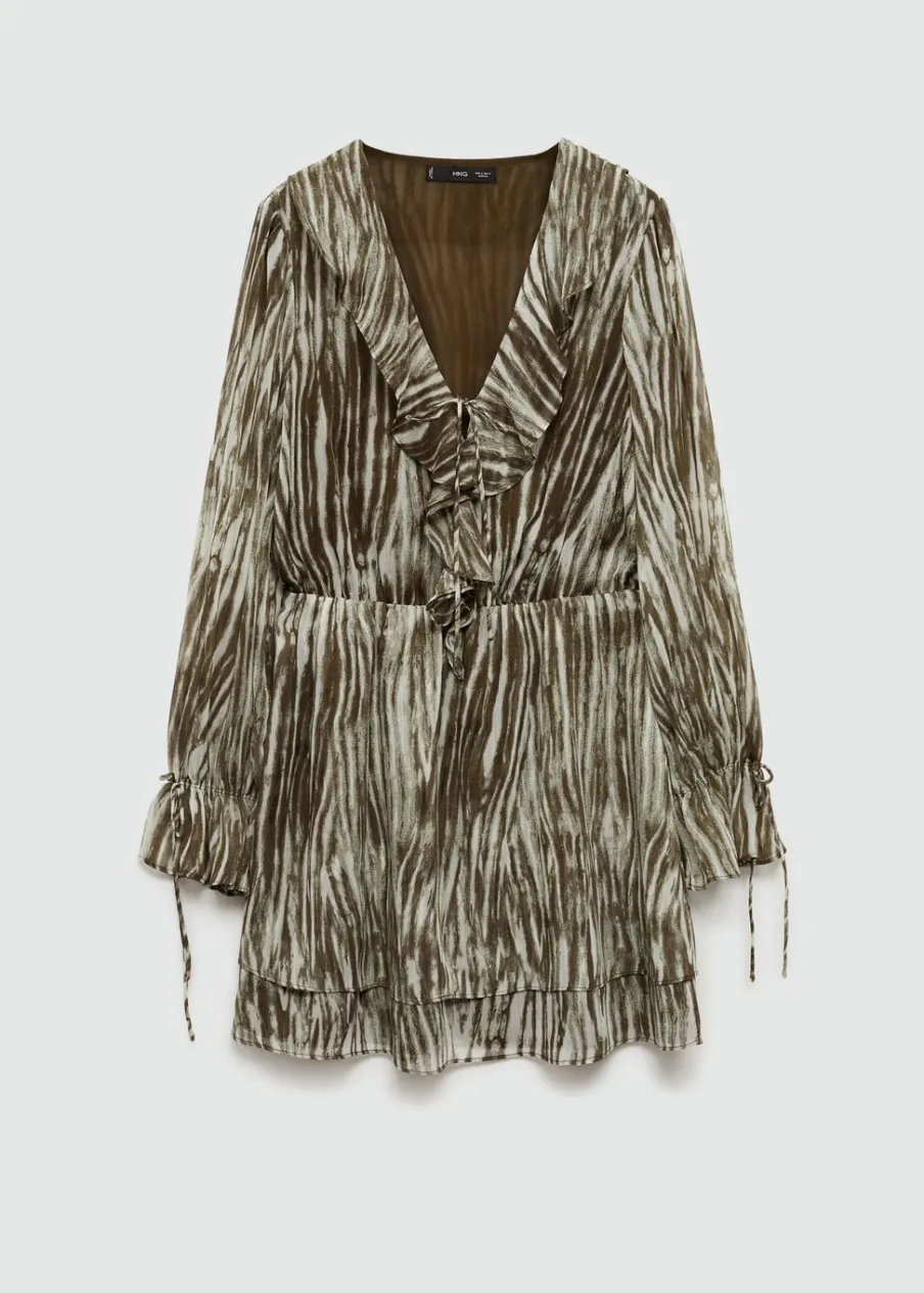 MANGO Sukienki I Kombinezony*Krótka sukienka z nadrukiem i falbankami