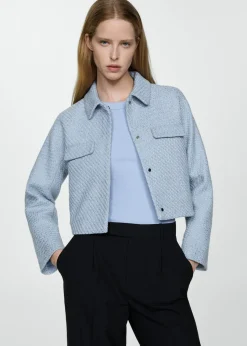 MANGO Kurtki*Krótki żakiet z tweedu z kieszeniami