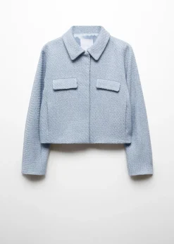 MANGO Kurtki*Krótki żakiet z tweedu z kieszeniami