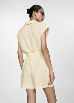 MANGO Sukienki I Kombinezony*Krótki kombinezon z lnu wiązany w talii