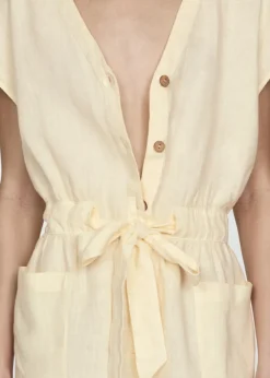 MANGO Sukienki I Kombinezony*Krótki kombinezon z lnu wiązany w talii