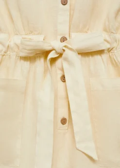 MANGO Sukienki I Kombinezony*Krótki kombinezon z lnu wiązany w talii