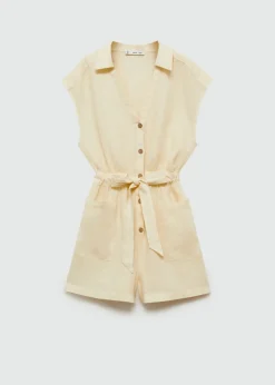 MANGO Sukienki I Kombinezony*Krótki kombinezon z lnu wiązany w talii