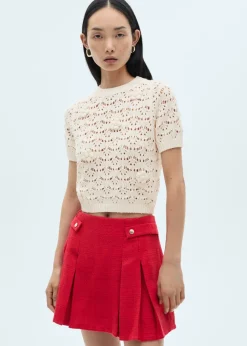 MANGO Swetry I Kardigany|Topy*Krótki sweter z ażurowej dzianiny