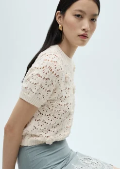 MANGO Swetry I Kardigany|Topy*Krótki sweter z ażurowej dzianiny