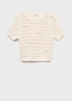 MANGO Swetry I Kardigany|Topy*Krótki sweter z ażurowej dzianiny