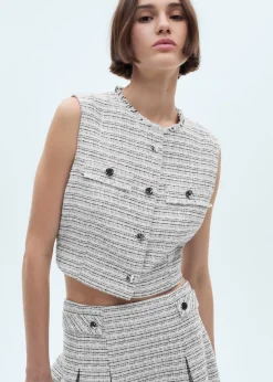 MANGO Topy*Krótki top tweedowy
