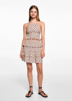 MANGO Koszule I Bluzki*Krótki top z dekoltem halter i nadrukiem