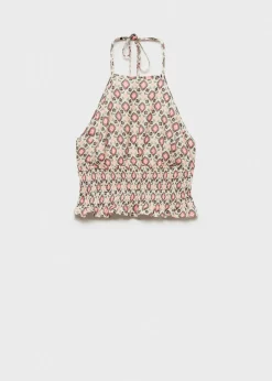 MANGO Koszule I Bluzki*Krótki top z dekoltem halter i nadrukiem