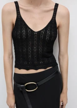 MANGO Topy*Krótki top z dzianiny