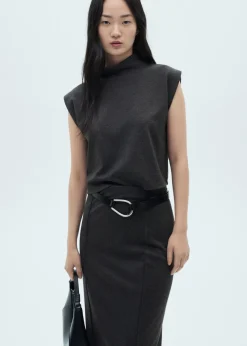 MANGO Topy*Krótki top z dzianiny