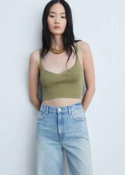 MANGO Topy*Krótki top z dzianiny