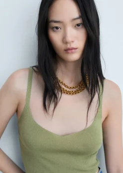 MANGO Topy*Krótki top z dzianiny