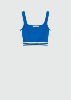 MANGO Topy*Krótki top z dzianiny w paski