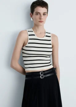 MANGO Topy*Krótki top z dzianiny w paski