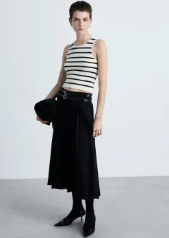 MANGO Topy*Krótki top z dzianiny w paski