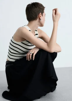 MANGO Topy*Krótki top z dzianiny w paski