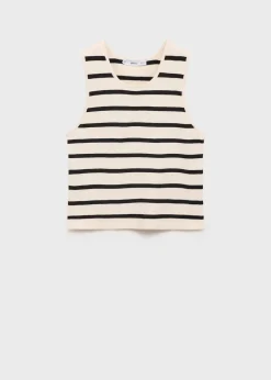 MANGO Topy*Krótki top z dzianiny w paski