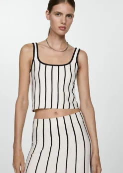 MANGO Topy*Krótki top z dzianiny w paski