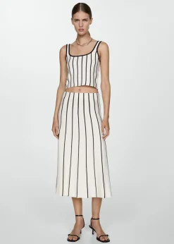 MANGO Topy*Krótki top z dzianiny w paski