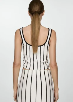 MANGO Topy*Krótki top z dzianiny w paski