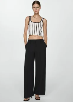 MANGO Topy*Krótki top z dzianiny w paski