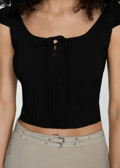 MANGO Topy*Krótki top z guzikami