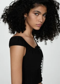 MANGO Topy*Krótki top z guzikami