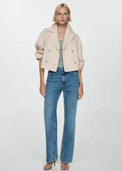 MANGO Płaszcze*Krótki trencz dwurzędowy