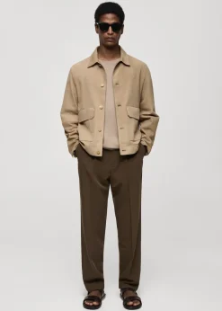 MANGO Kurtki I Koszule Wierzchnie|Skóra*Kurtka 100% skóra zamszowa z kieszeniami