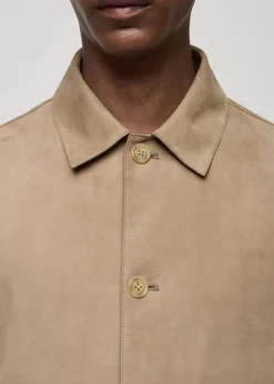 MANGO Kurtki I Koszule Wierzchnie|Skóra*Kurtka 100% skóra zamszowa z kieszeniami