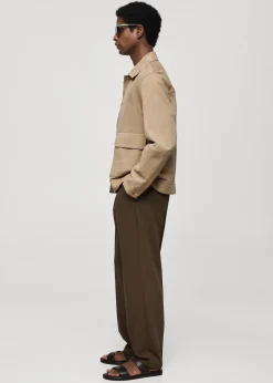 MANGO Kurtki I Koszule Wierzchnie|Skóra*Kurtka 100% skóra zamszowa z kieszeniami