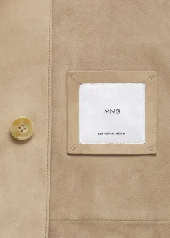 MANGO Kurtki I Koszule Wierzchnie|Skóra*Kurtka 100% skóra zamszowa z kieszeniami