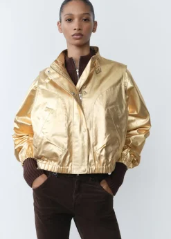 MANGO Kurtki*Kurtka bomber dżinsowa w metalicznym kolorze