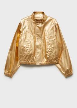 MANGO Kurtki*Kurtka bomber dżinsowa w metalicznym kolorze