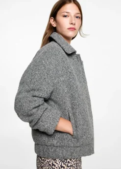 MANGO Płaszcze I Kurtki*Kurtka bomber z tkaniny bouclé