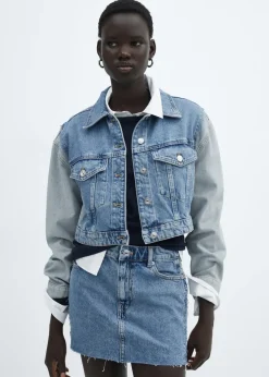 MANGO Kurtki*Kurtka dżinsowa dwukolorowa o krótkim kroju