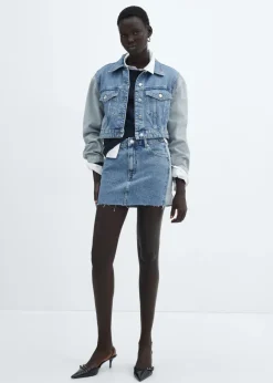 MANGO Kurtki*Kurtka dżinsowa dwukolorowa o krótkim kroju