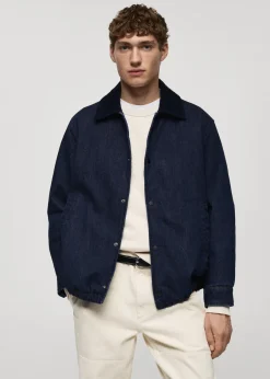 MANGO Kurtki I Koszule Wierzchnie*Kurtka dżinsowa z kołnierzem ze sztruksu