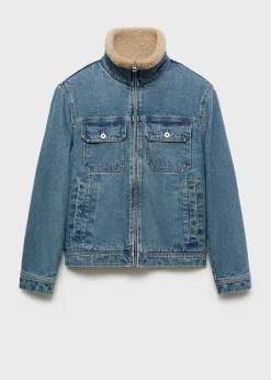MANGO Kurtki I Koszule Wierzchnie*Kurtka dżinsowa ze wstawkami z baranka