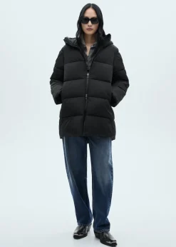 MANGO Płaszcze*Kurtka puchowa midi z kapturem