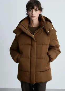 MANGO Płaszcze*Kurtka puchowa midi z kapturem