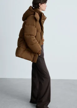 MANGO Płaszcze*Kurtka puchowa midi z kapturem