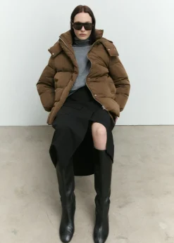 MANGO Płaszcze*Kurtka puchowa midi z kapturem
