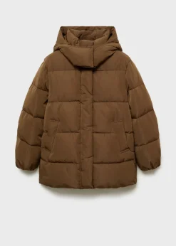 MANGO Płaszcze*Kurtka puchowa midi z kapturem